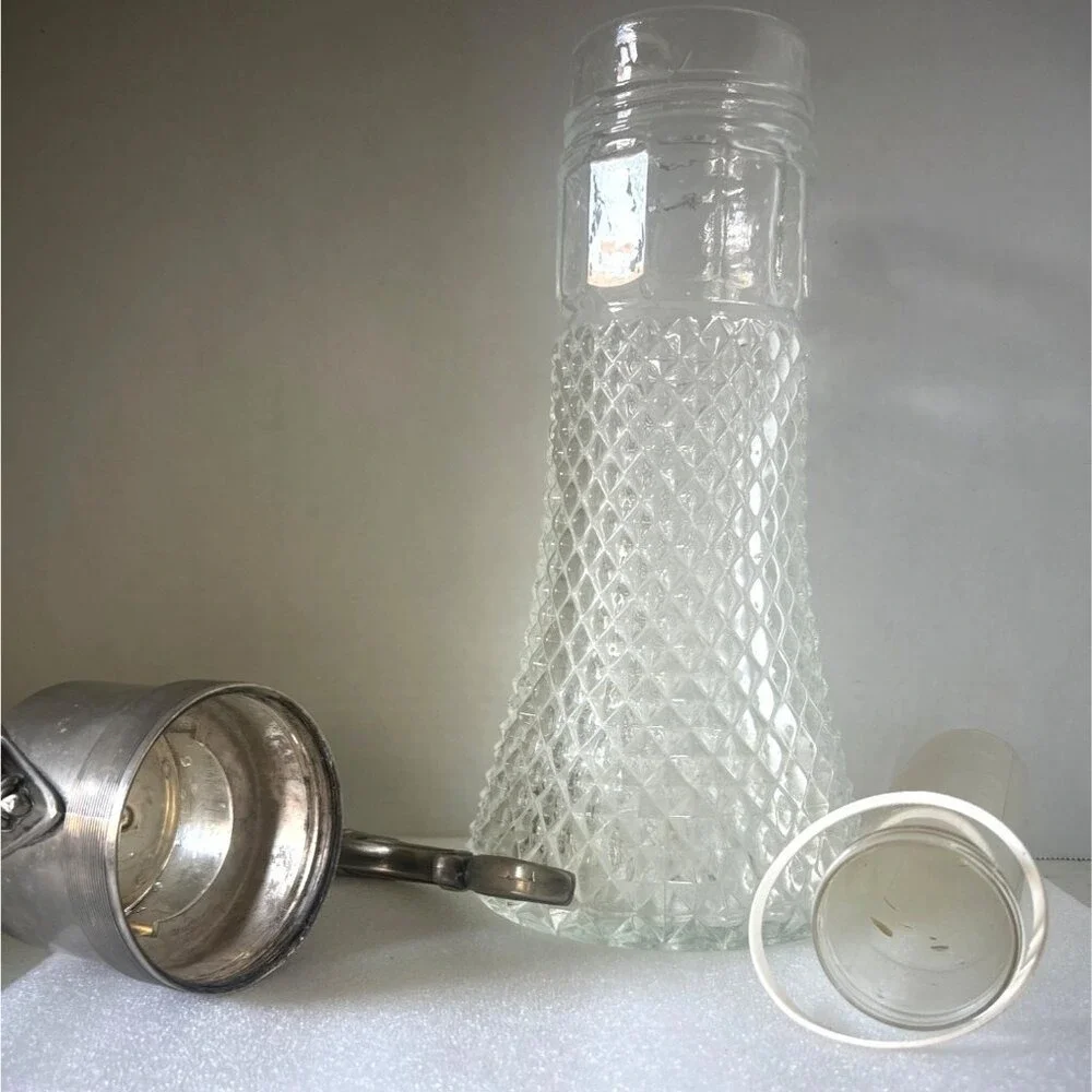 Victorian Silver plate EAPG Claret Jug Decanter‎ and Ice Tube Made in England